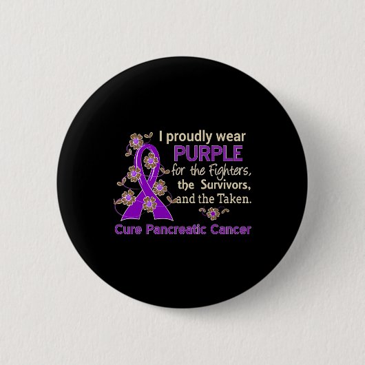 Badge Rond 5 Cm Cancer du pancréas pour les survivants des combats (Devant)