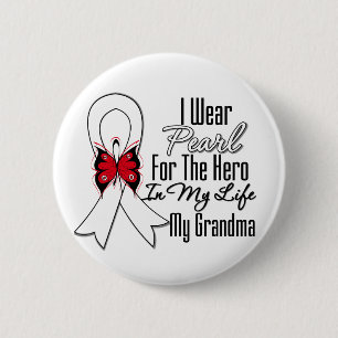 Badge Rond 5 Cm Cancer du poumon Ribbon Hero Ma grand-mère