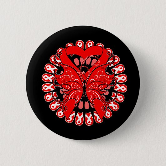 Badge Rond 5 Cm Cancer du Sang Cercle papillon de rubans (Devant)