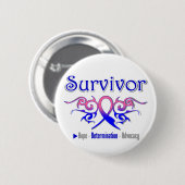 Badge Rond 5 Cm Cancer du sein chez les hommes Survivant Ruban Tri (Devant & derrière)