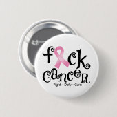 Badge Rond 5 Cm Cancer du sein de F*CK (ruban rose) (Devant & derrière)