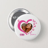Badge Rond 5 Cm Cancer du sein moderne Personnalisé Coeur Nom phot (Devant & derrière)