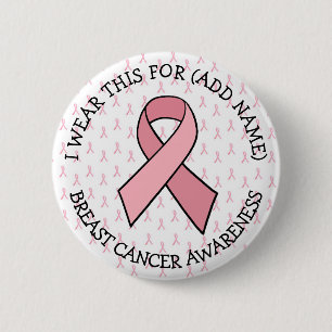 Badge Rond 5 Cm Cancer du sein rose personnalisé
