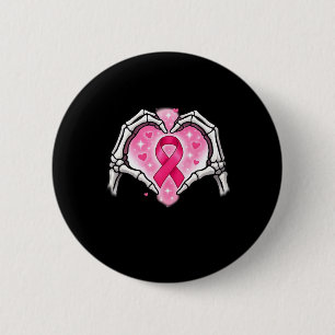 Badge Rond 5 Cm Cancer du sein Squelette Coeur de la main Signal r