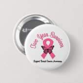 Badge Rond 5 Cm Cancer du sein Survivant de 2 ans (Devant & derrière)