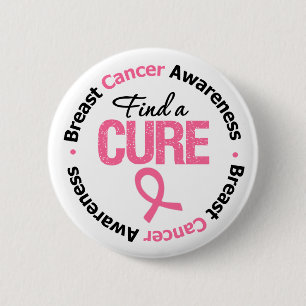 Badge Rond 5 Cm Cancer du sein Trouver un remède
