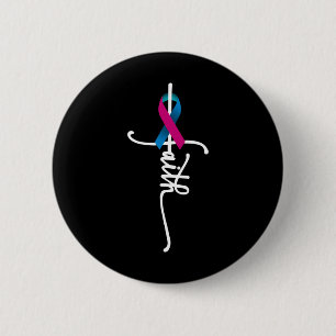 Badge Rond 5 Cm Cancer Faith Thyroid Cancer Sensibilisation Suppor