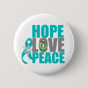 Badge Rond 5 Cm Cancer ovarien de paix d'amour d'espoir de