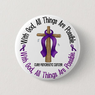 Badge Rond 5 Cm Cancer pancréatique AVEC la CROIX 1 d'un DIEU
