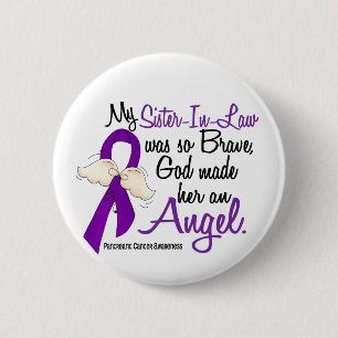 Badge Rond 5 Cm Cancer pancréatique de belle-soeur de l'ange 2