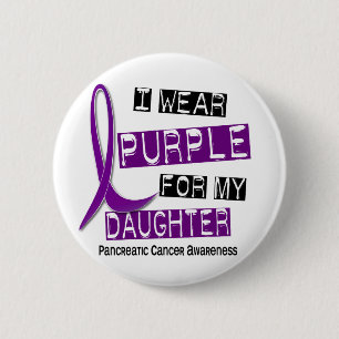 Badge Rond 5 Cm Cancer pancréatique JE PORTE la fille du POURPRE