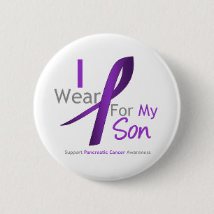 Badge Rond 5 Cm Cancer Pancréatique Je Porte Violet Ribbon Son