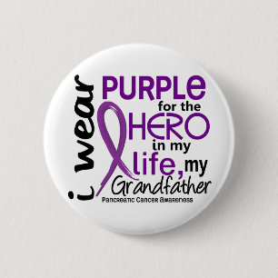 Badge Rond 5 Cm Cancer pancréatique pour mon héros mon grand-pè