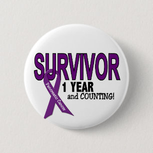 Badge Rond 5 Cm Cancer pancréatique SURVIVANT de 1 AN