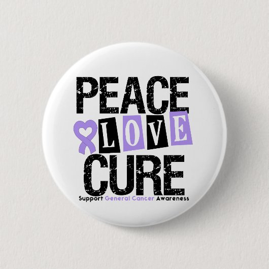 Badge Rond 5 Cm Cancer Peace Love Cure (Devant)