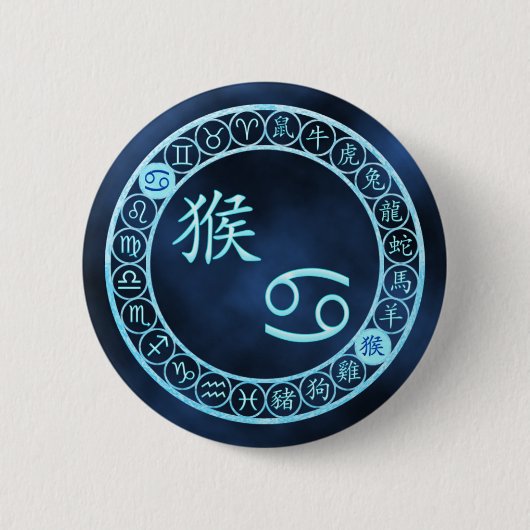 Badge Rond 5 Cm Cancer/Singe (Devant)