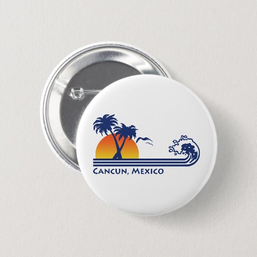 Badge Rond 5 Cm Cancun Mexique (Devant & derrière)