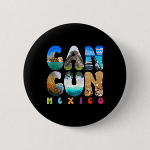 Badge Rond 5 Cm Cancun Mexique 2025 Vacation Beach Matching Famill