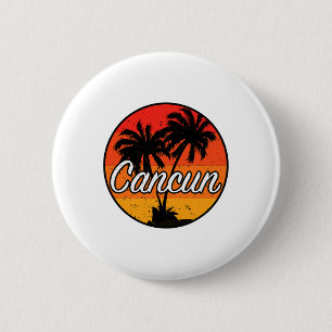 Badge Rond 5 Cm Cancun Mexique Souvenir Cadeau Croisière Coucher d
