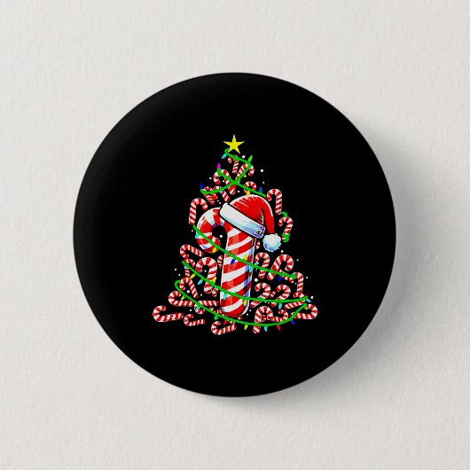 Badge Rond 5 Cm Candy Cane Christmas Tree Lights Santa  (Devant)