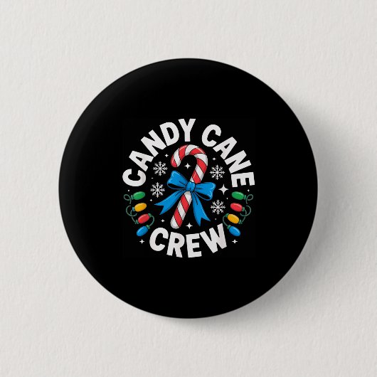 Badge Rond 5 Cm Candy Cane Crew Funny Christmas Candy Lover X-mas (Devant)
