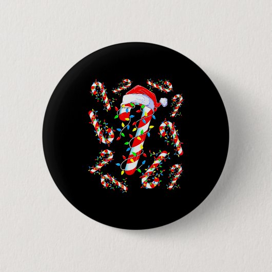 Badge Rond 5 Cm Candy Cane Crew Red And White Santa Funny Christma (Devant)