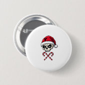 Badge Rond 5 Cm Candy Cane Crew Skull Christmas 2025 Funny Men Boy (Devant & derrière)