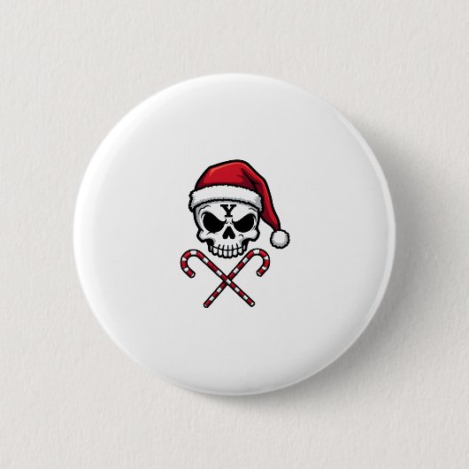 Badge Rond 5 Cm Candy Cane Crew Skull Christmas 2025 Funny Men Boy (Devant)