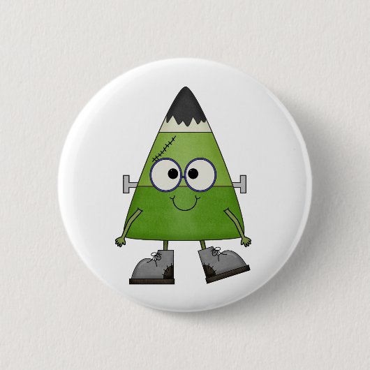 Badge Rond 5 Cm Candy Corn Frankenstein Halloween (Devant)