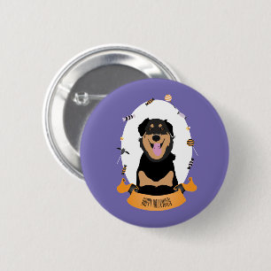 Badge Rond 5 Cm Candy Portrait Rottweiler Chien pourpre orange