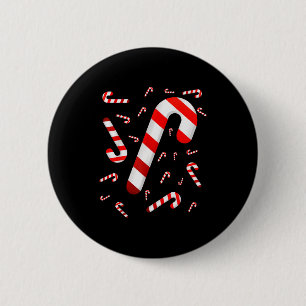 Badge Rond 5 Cm Canne de bonbon joyeuse et brillante rouge et blan
