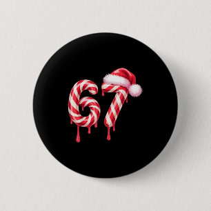 Badge Rond 5 Cm Canne en sucre fondue 67 Noël, Chapeau de Père Noë