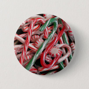 Badge Rond 5 Cm Canneberges et Menthes de Noël