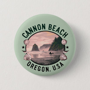 Badge Rond 5 Cm Cannon Beach Retro Vignette
