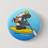 Badge Rond 5 Cm Canoë-kayak sur une rivière (Devant)