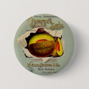Badge Rond 5 Cm Cantaloupe Semences Publicité Art Antique