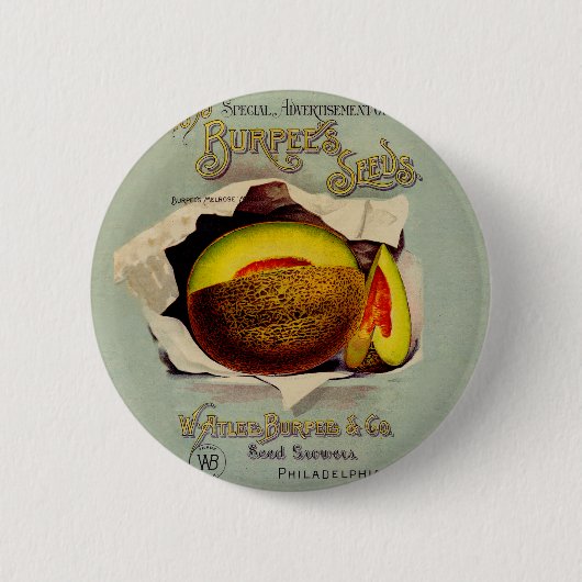 Badge Rond 5 Cm Cantaloupe Semences Publicité Art Antique (Devant)