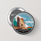 Badge Rond 5 Cm Canyons des Anciens Monument National Cercle (Devant & derrière)