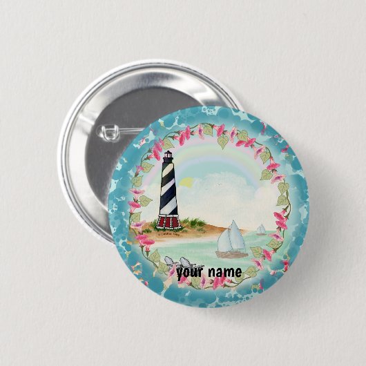 Badge Rond 5 Cm Cape Hatteras Lighthouse (Devant & derrière)