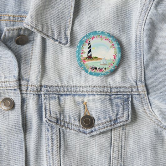 Badge Rond 5 Cm Cape Hatteras Lighthouse (En situation)