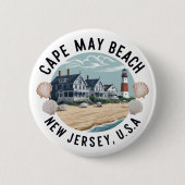 Badge Rond 5 Cm Cape May Beach Rétro Vignette (Devant)