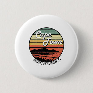 Badge Rond 5 Cm Cape Town Table Mountain Afrique du Sud Vintage