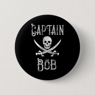 Badge Rond 5 Cm Capitaine Bob - Bateau pirate personnalisé vintage