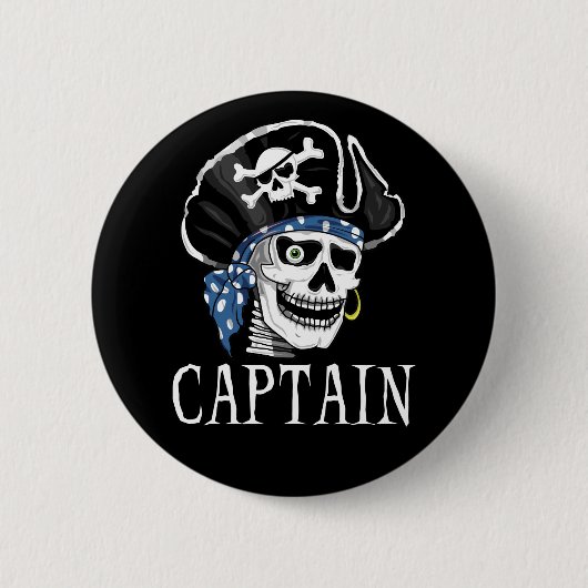 Badge Rond 5 Cm Capitaine borgne de pirate (Devant)