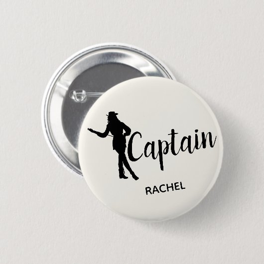 Badge Rond 5 Cm Capitaine chic Personalized d'équipe (Devant & derrière)