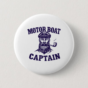 Badge Rond 5 Cm Capitaine de bateau à moteur Tee tenue de plaisanc