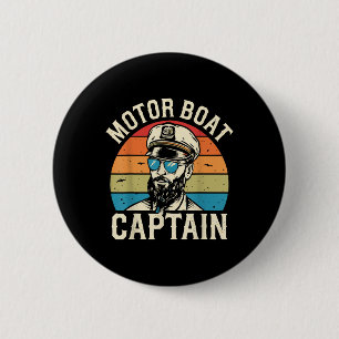 Badge Rond 5 Cm Capitaine de bateau à moteur vintage nautique océa