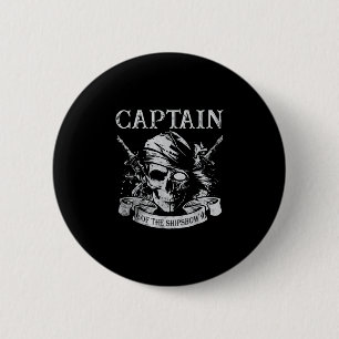 Badge Rond 5 Cm Capitaine du bateau montre un capitaine de pirate