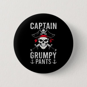 Badge Rond 5 Cm Capitaine Pantalon Grincheux Pirate Humour Crâne G