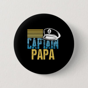 Badge Rond 5 Cm Capitaine Papa - Capitaine de voile Casquette - Ba